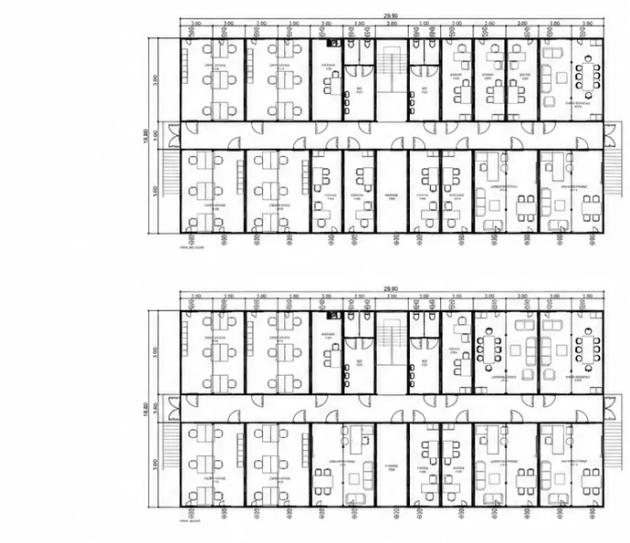 Plan du modèle Bâtiment de bureaux R+1 — 80 personnes – CIBO World Côte d'Ivoire