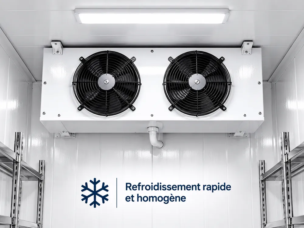 Évaporateur à deux ventilateurs d'une chambre froide positive – Abidjan, Côte d'Ivoire